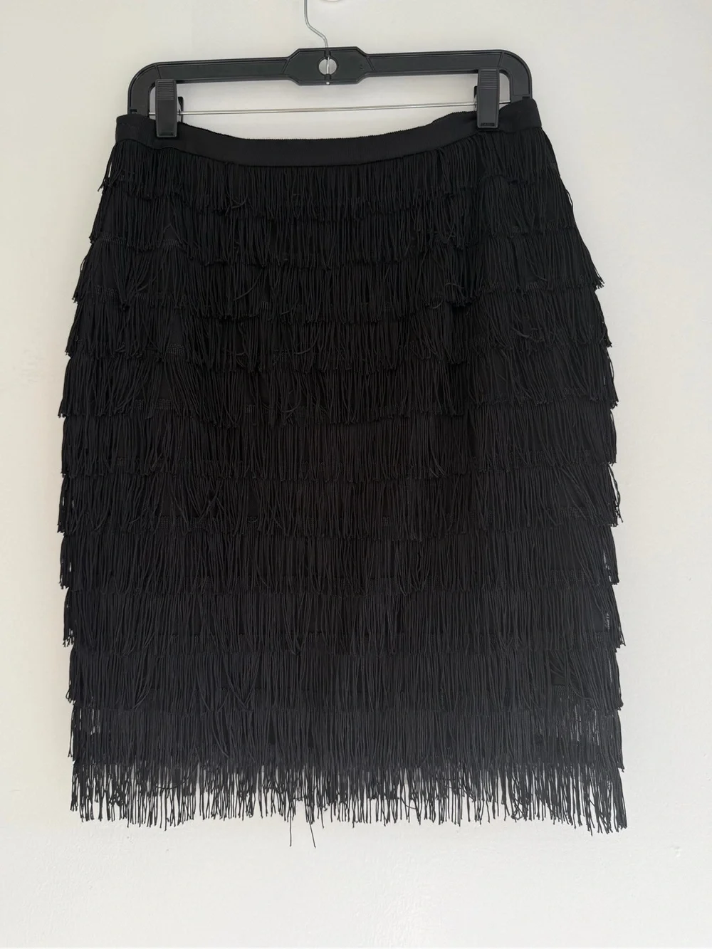 Eliza J Black Fringe Sleeveless Top and Skirt Two Piece Set Size 6 8578